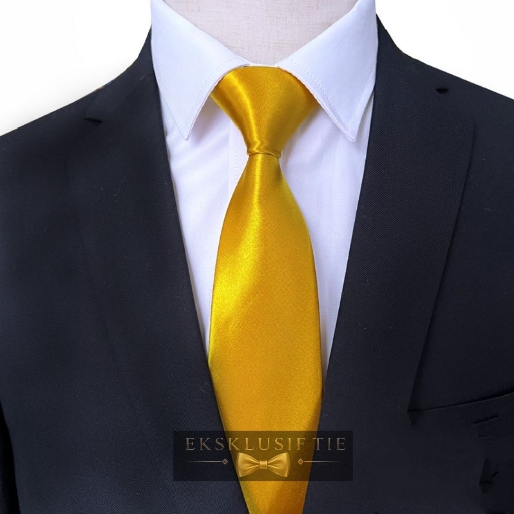 Nick Tie Dasi Instan Kuning Gold Dasi Polos Siap Pakai Dasi Instan Verclo Perekat Kuning Orange Gold