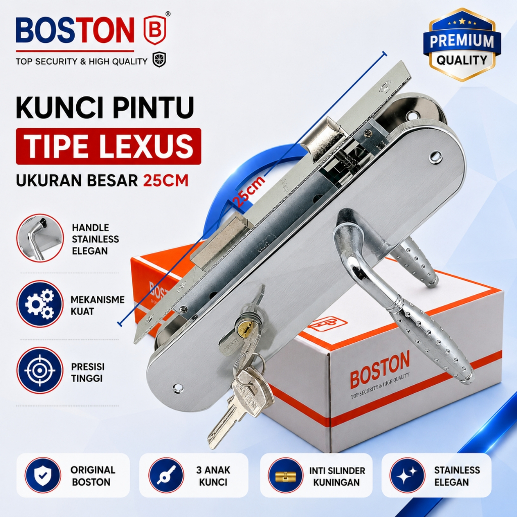 BOSTON HANDLE PINTU SET GAGANG BULAT UKURAN BESAR/KUNCI PINTU SET UKURAN BESAR 25CM LEXUS