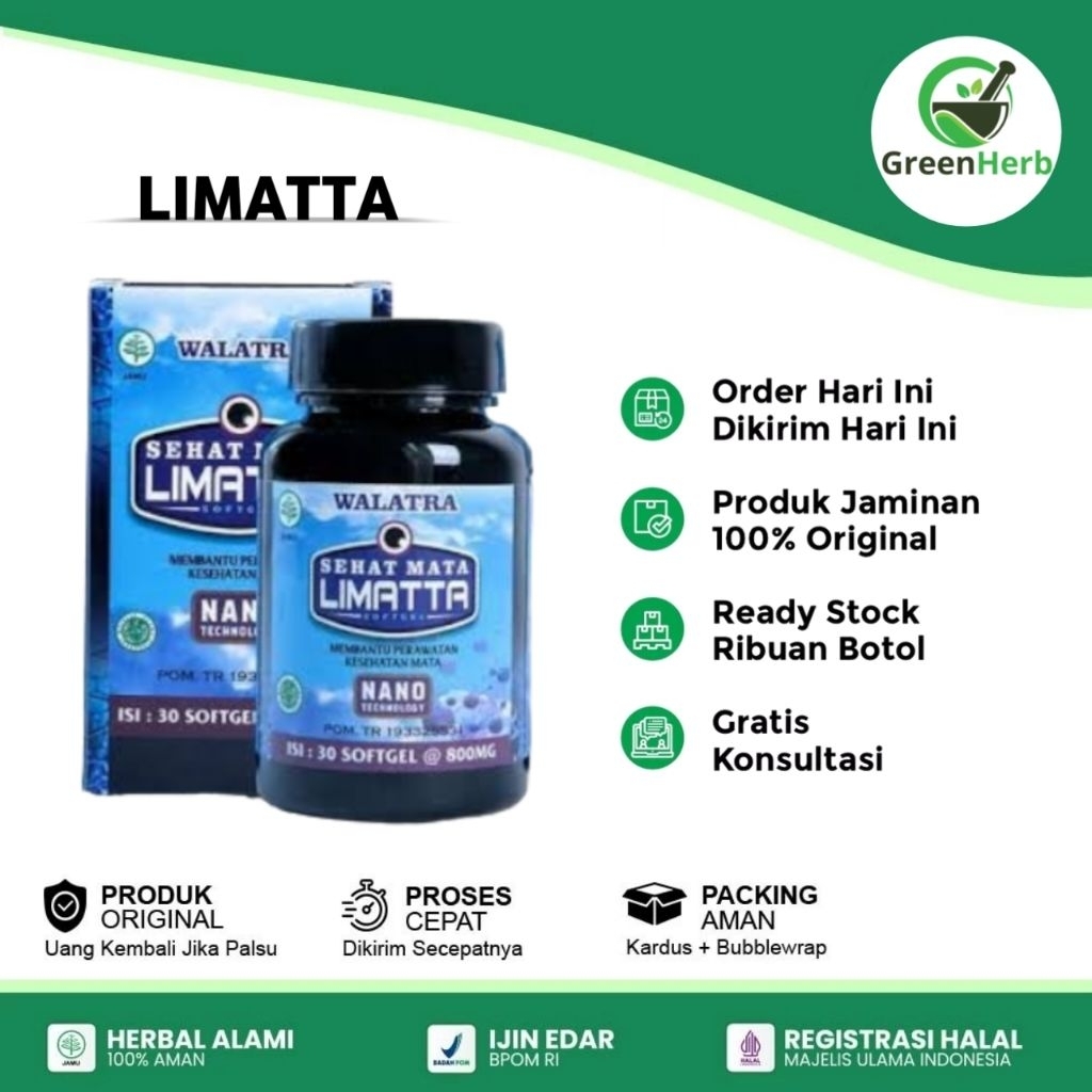 LIMATTA 100 Softgel Obat Mata Limatta - Mengatasi Mata Minus, Katarak, dan Glaukoma