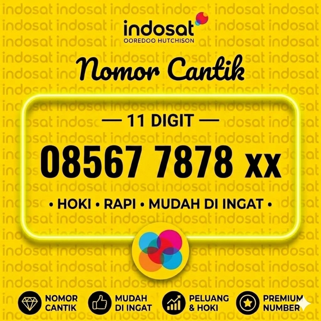 Instant2jam NomorCantik Indosat 11digit Hoki,rapi,mudah di ingat 0856 7878 xxx