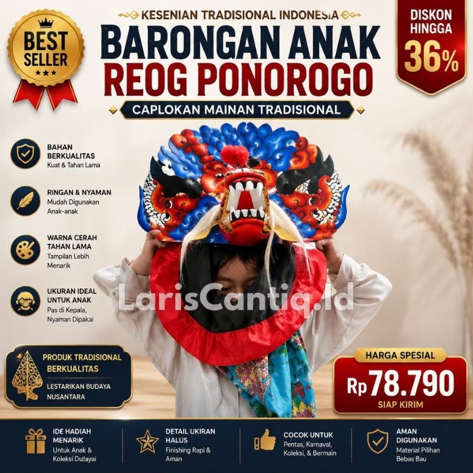 BARONGAN ANAK KAYU UKIR REOG PONOROGO CAPLOKAN