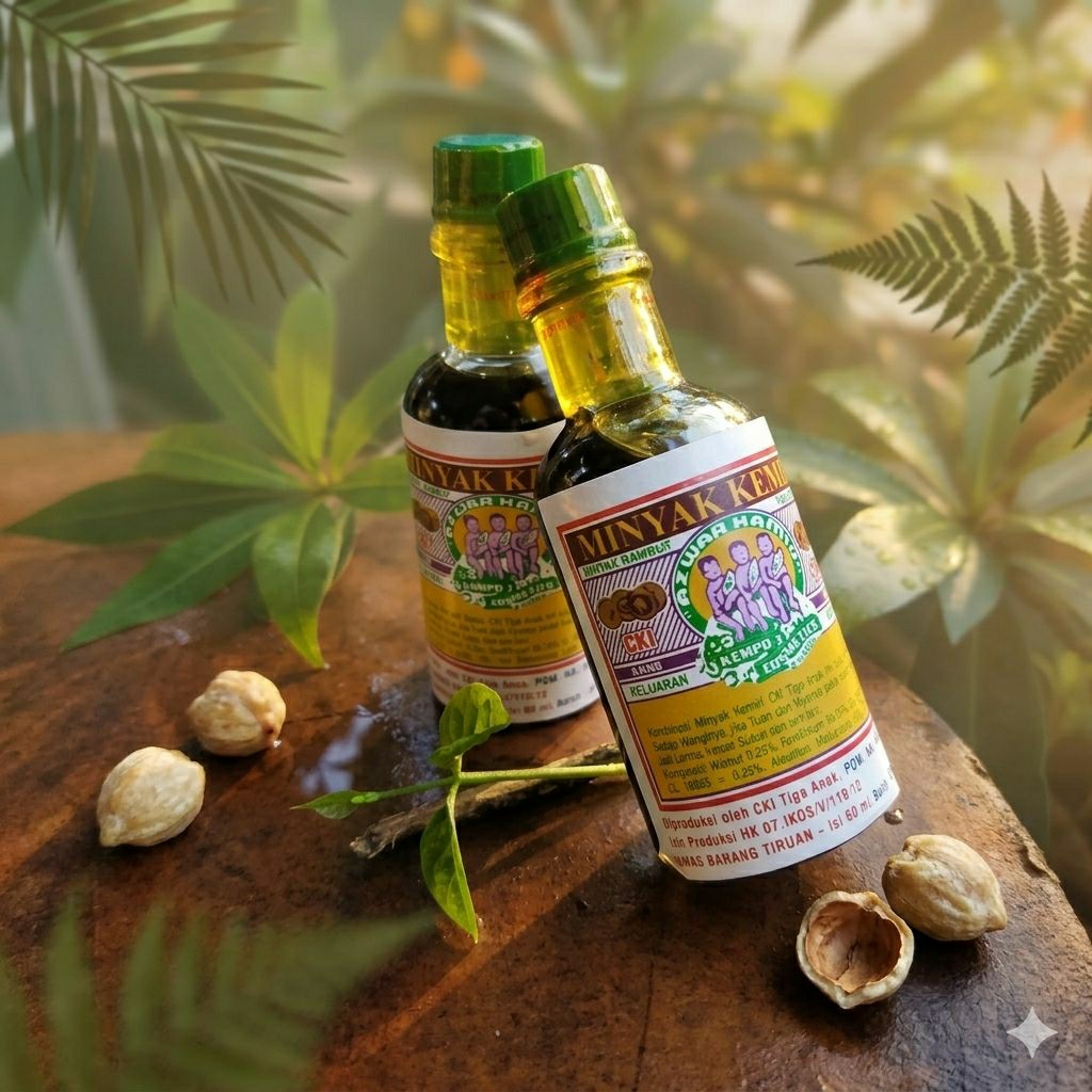 Minyak Kemiri CAP 3 Anak 60ml ASLI CKI