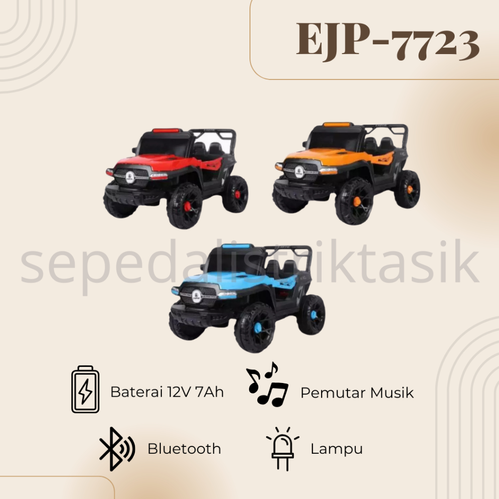 EJP 7723L Exotic Kids Ride On Rechargeable Car // Mainan Mobil Aki Anak Model Jeep Dilengkapi Musik 