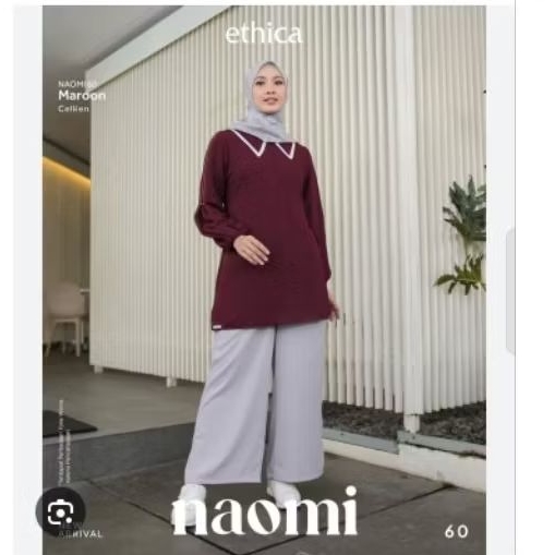 Tunik Naomi 60 Maroon by Ethica – Elegan, Anggun & Nyaman Dipakai Sehari-hari