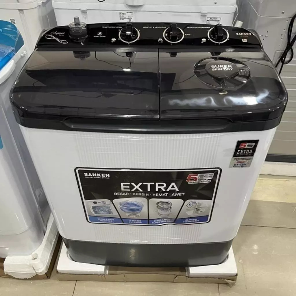 MESIN CUCI SANKEN 8 KG DUA TABUNG - TW8900BK SANKEN TW8900