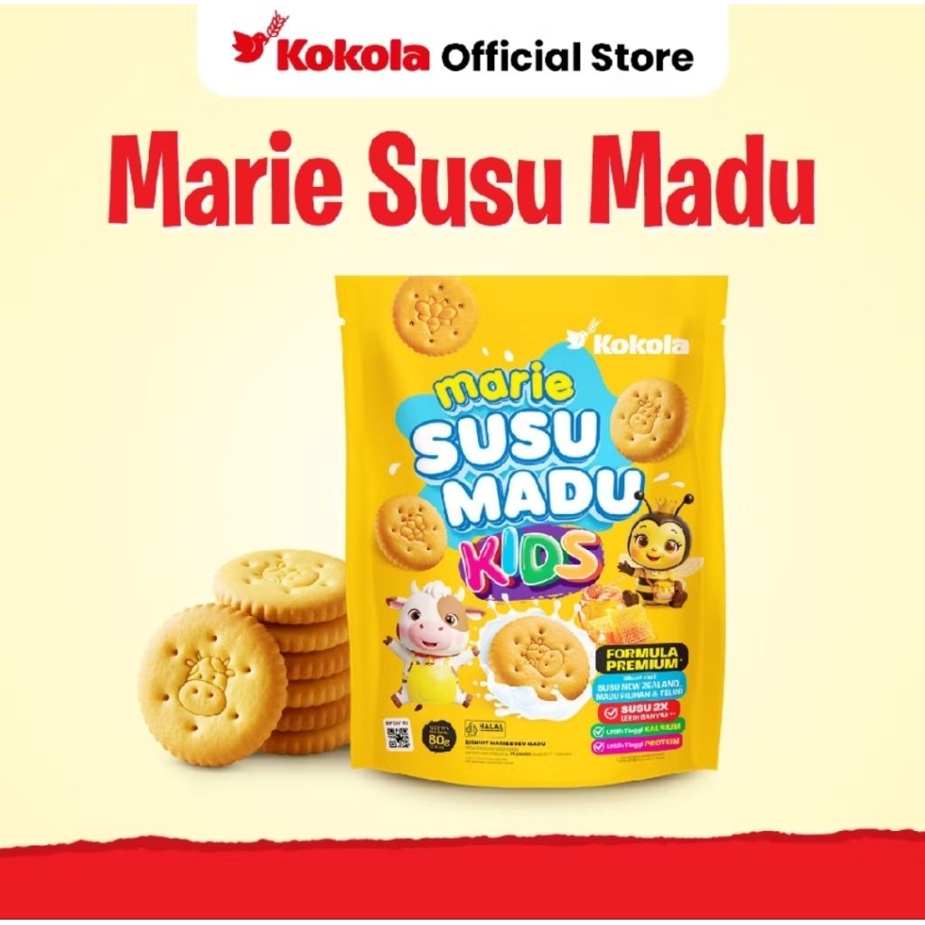 Biskuit Kokola Marie Susu Madu Kids Biscuit Anak Formula Premium Cookies 80gr