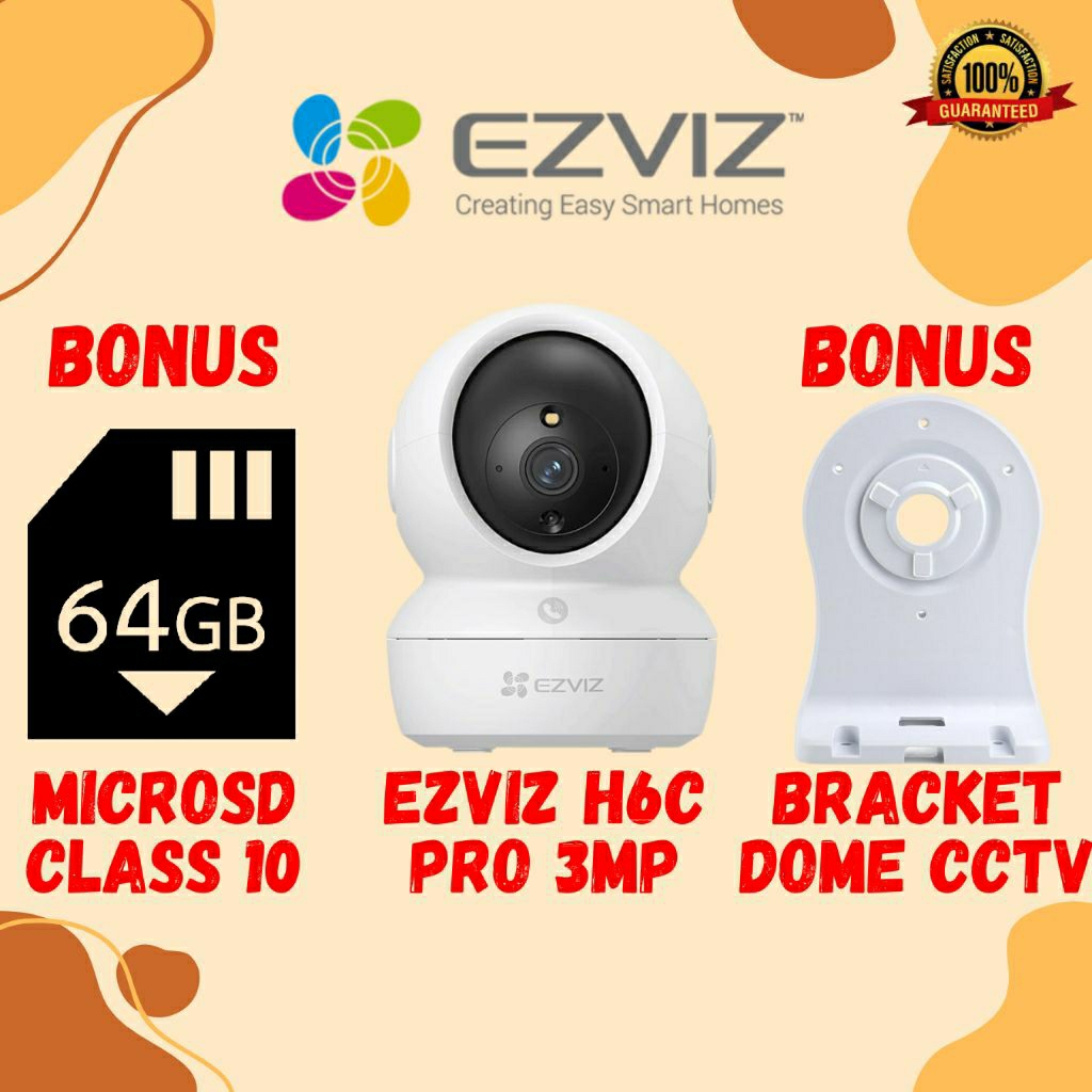(NEW) CCTV EZVIZ H6C PRO 3MP Smart Wifi Kamera Ezviz Indoor H6C 2K 3MP + Bonus Bracket + Bonus Memor