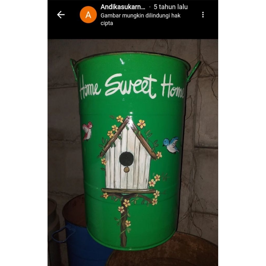 TONG SAMPAH BESI COSTUM / TONG SAMPAH BESI CANTIK / TONG SAMPAH LUKIS / TONG SAMPAH ESTETIK