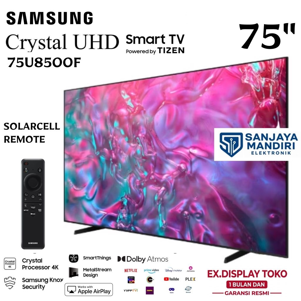 SAMSUNG Crystal 4K UHD Smart TV 75U8500F Smart TV 75 Inch Crystal UHD 4K SolarCell Remote MetalStrea