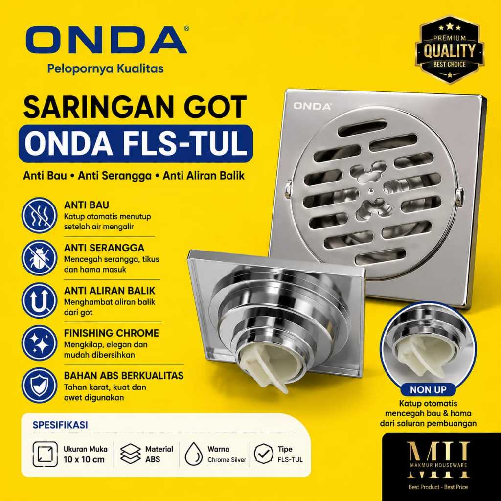 SARINGAN GOT ONDA / SARINGAN GOT LANTAI KAMAR MANDI ANTI BANJIR ANTI SERANGGA / FLOOR DRAIN ONDA