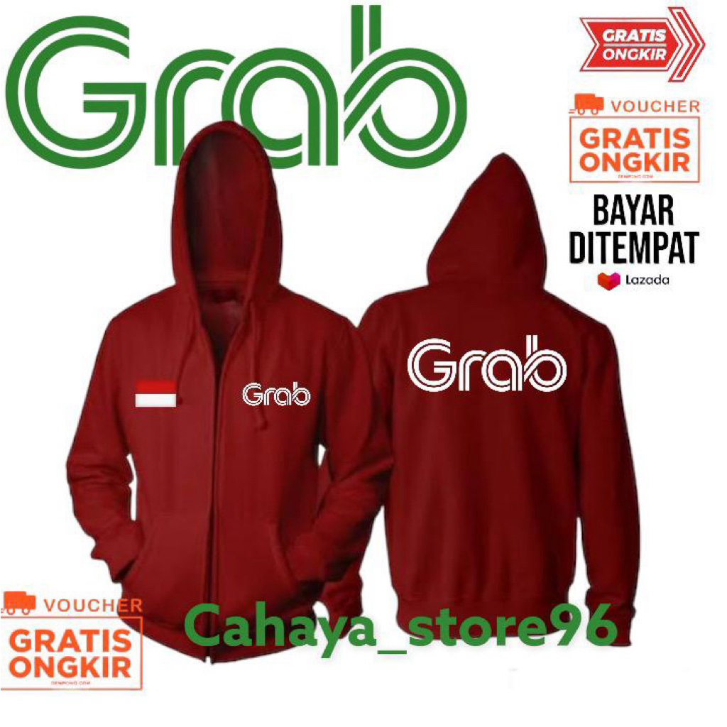 Jaket Sweater Hoodie Zipper gRAb / Driver Online / Harga Termurah / Kualitas Terbaik