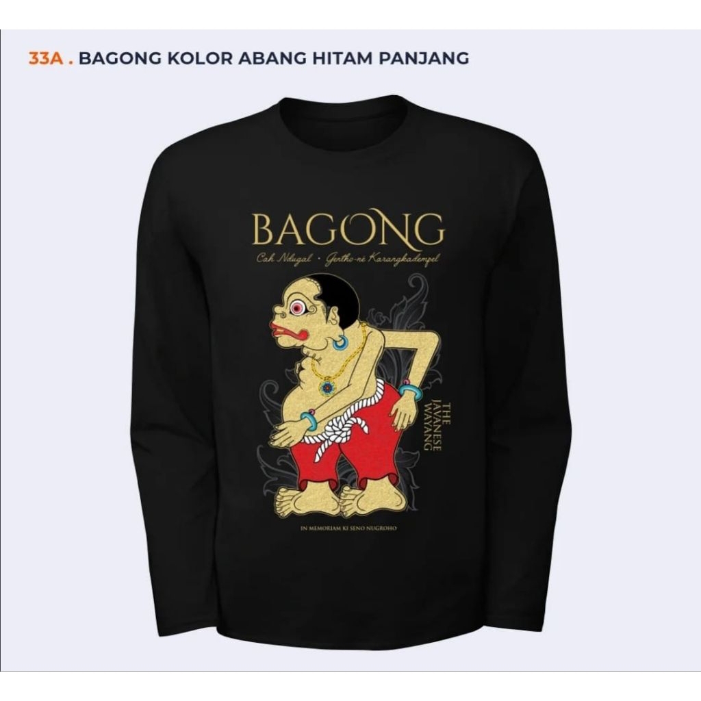 KAOS LENGAN PANJANG BAGONG CAH NDUGAL THE JAVANESE WAYANG MOTIF GAMBAR DEPAN KOLOR MERAH