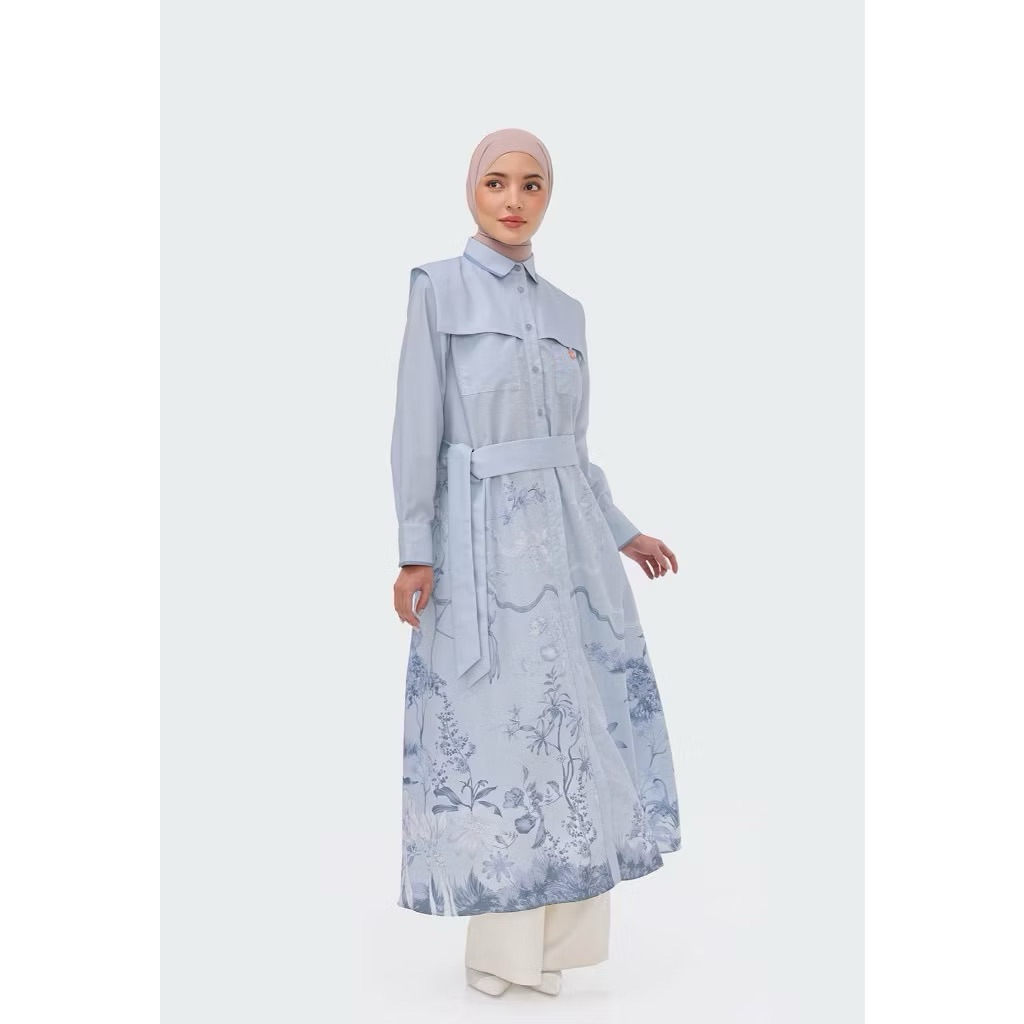 NEW Riamiranda Kayara Ceko Shirt Dress Cloud Blue M Dress RM Dress Ria Miranda Dress Biru Gamis RM M