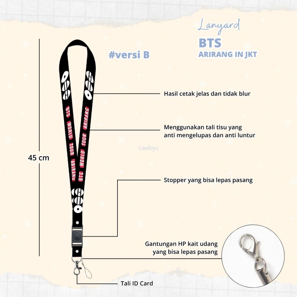 READY STOCK Lanyard BTS ARIRANG versi B in Jakarta Kpop world tour Konser JKT Indonesia INA army K-P