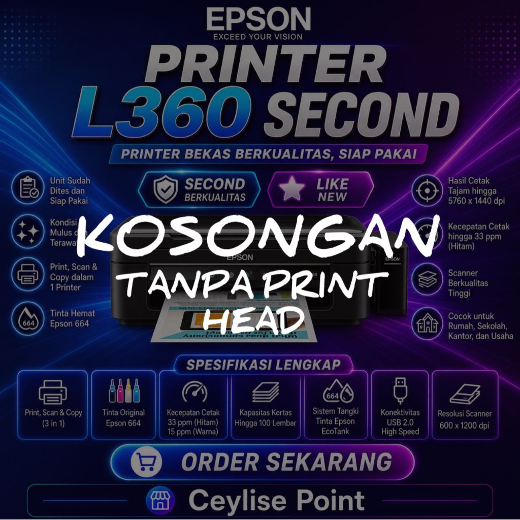 Kosongan printer Epson L360 tanpa PH ( print head )