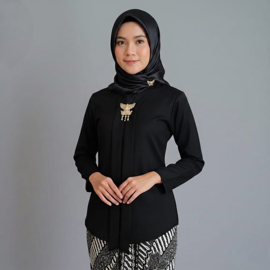 kebaya Kartini polos lengan panjang katun toyobo