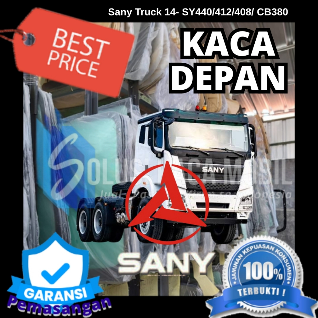 Kaca Depan Mobil Sany Truck 14- SY440/412/408/ CB380 Laminated OEM
