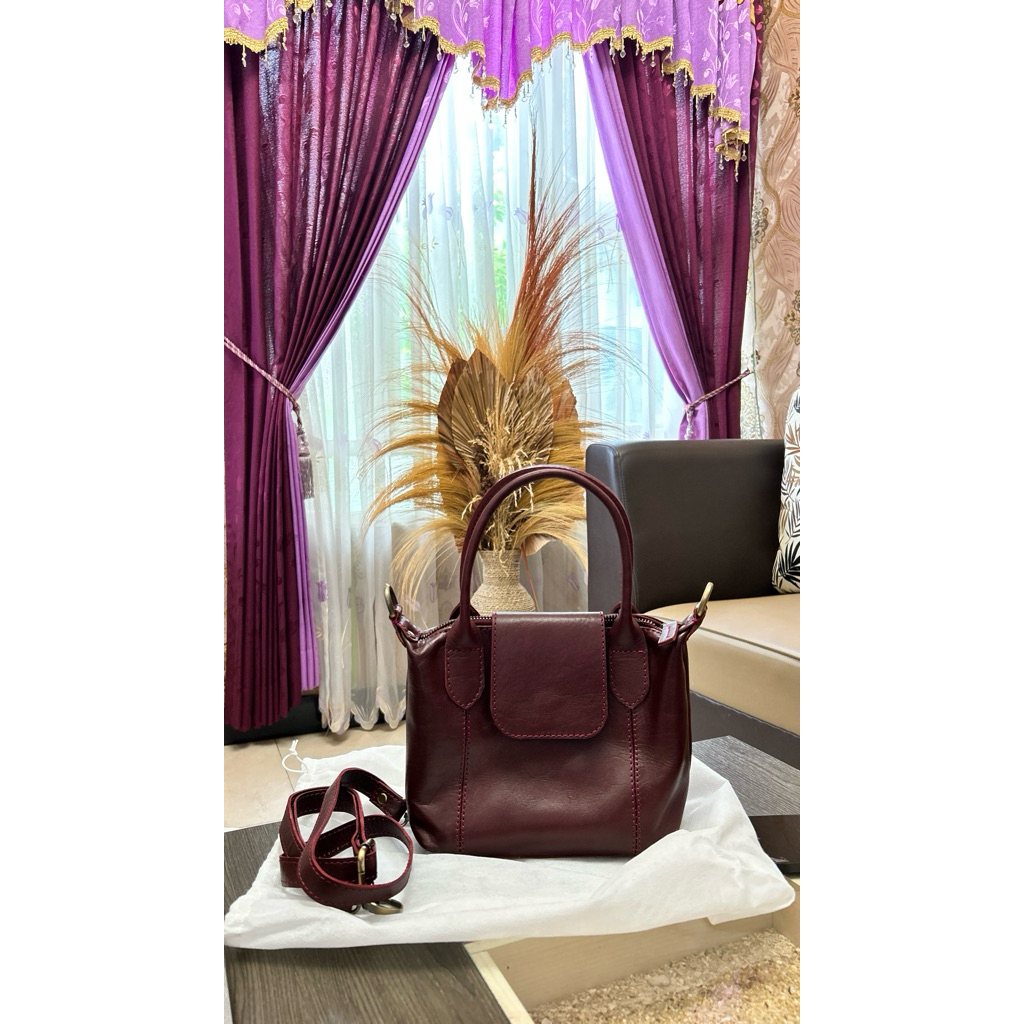 Tas Kulit Asli Magelang Burgundy Premium BRAND NEW (Handbag & Sling Bag)