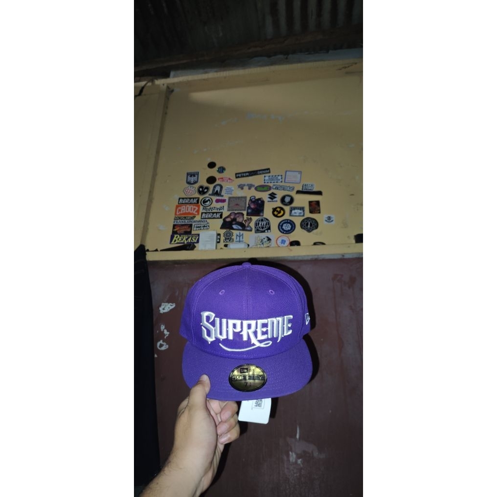 new era supreme x mr cartoon purple