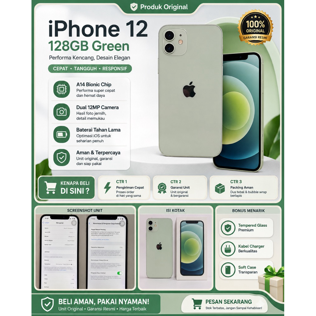 iphone 12 128GB Green ibox like new