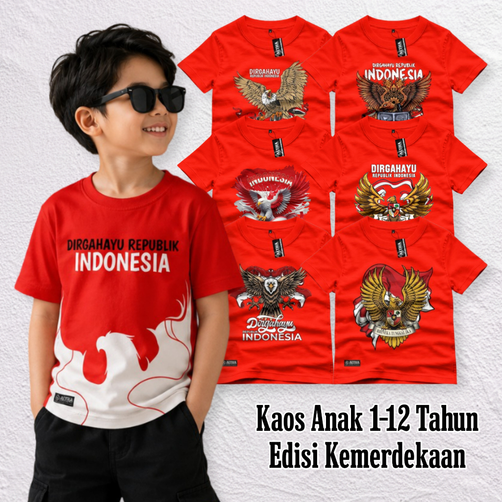 KAOS ANAK Merah putih Indonesia // Baju Anak GARUDA MERDEKA KEMERDEKAAN Agustus // Atasan altha vank