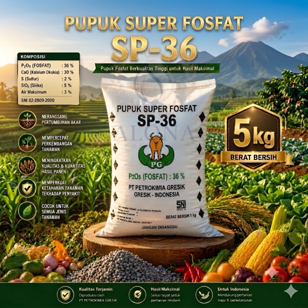 Pupuk SP-36 Kemasan 5 Kg. Pupuk Super Fisfat SP-36. Pupuk TSP-36