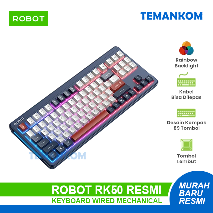 Robot RK50 Keyboard gaming kabel membrane wired backlit keyboard 89 Key GARANSI RESMI