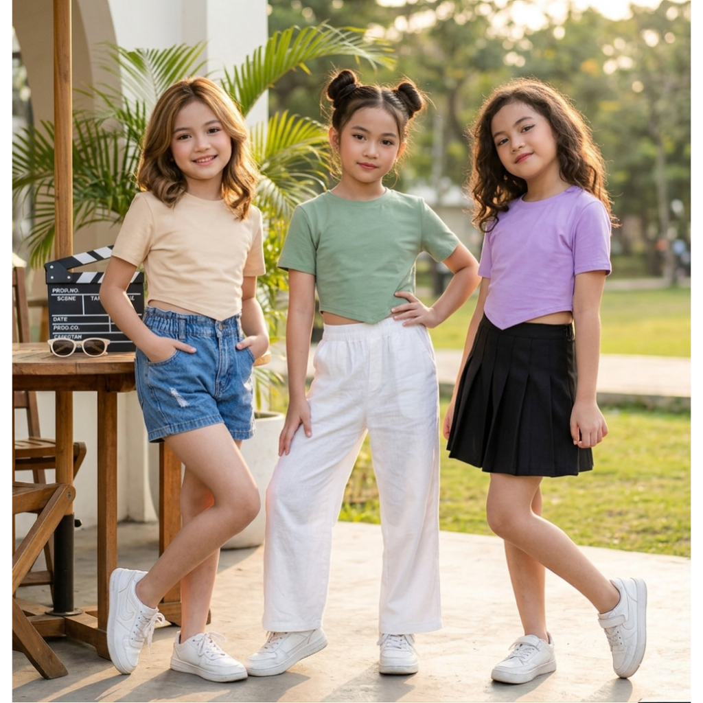 Baju Anak Perempuan Kaos Crop model pasung polos Anak Cewek Usia 1 sampai 12 Tahun banyak pilihan wa