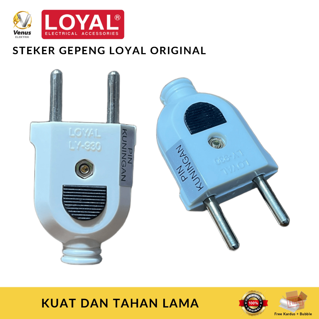 Steker Gepeng Loyal Putih | Steker Listrik Gepeng | Colokan Listrik