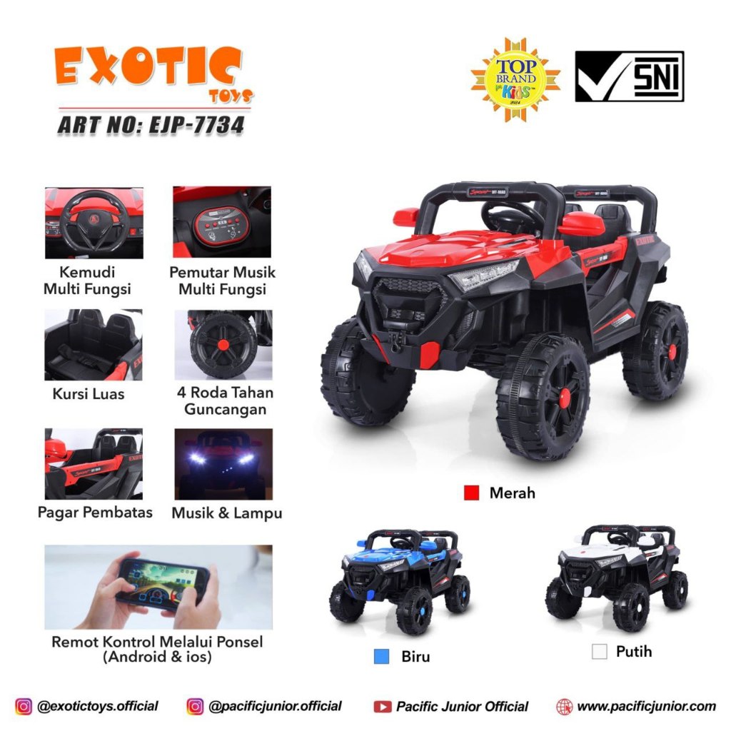 Mobil Aki Anak Exotic EJP-7734 Mobilan Aki Anak EJP-7734 Jeep Exotic Termurah