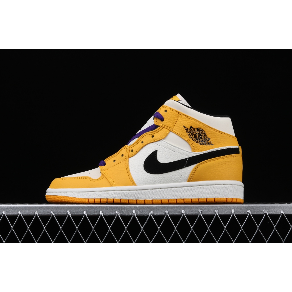 SIZE 46 READY STOCK - Air Jordan 1 Mid SE Lakers BNIB ORIGINAL MATERIAL