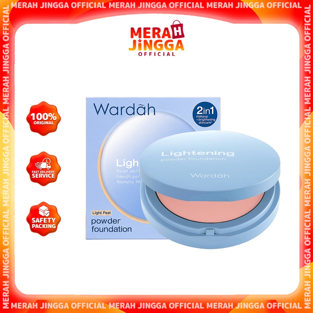 Wardah Lightening Powder Foundation Light Feel 12 g - Bedak Padat | Merah Jingga Official