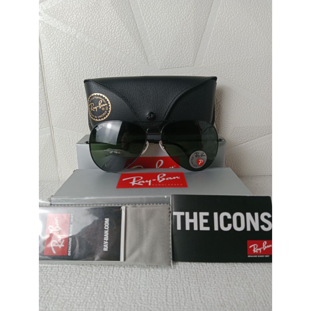 Kacamata Rayban Aviator RB3026 002/58 Glosi Black Green Polarized Original