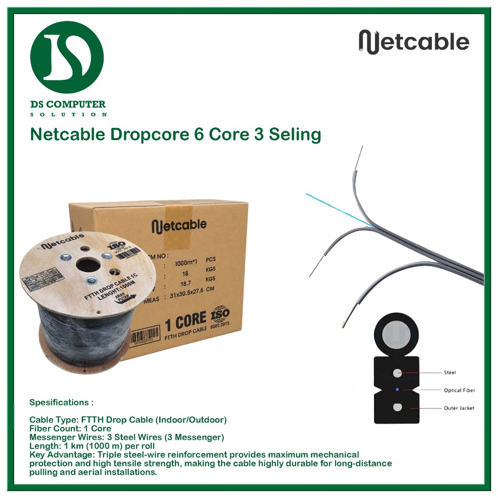 Netcable Dropcore 1, 2, 4, 6 Core 1KM