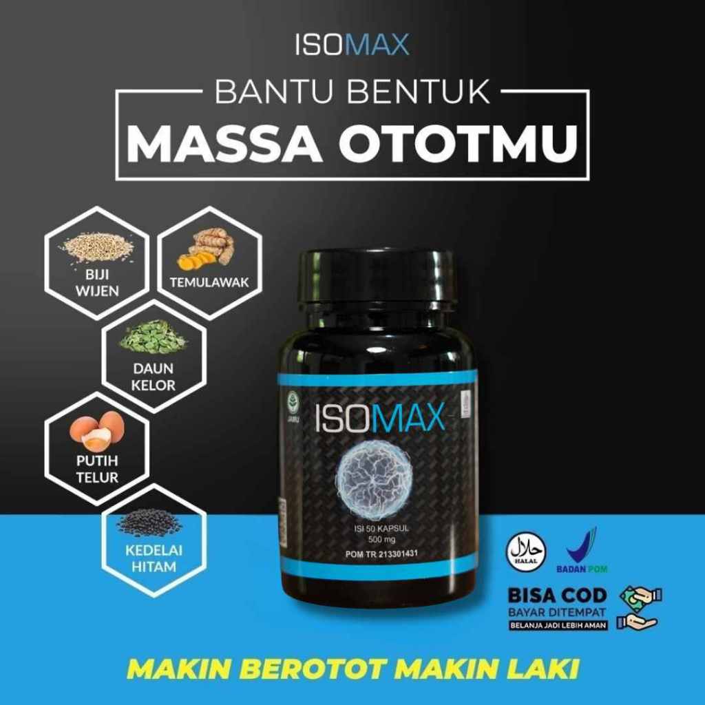 ISOMAX Suplemen  Penambah Massa Otot Kapsul Pembentuk Otot Perut Tangan Dada Bisep Pria Wanita  BPOM