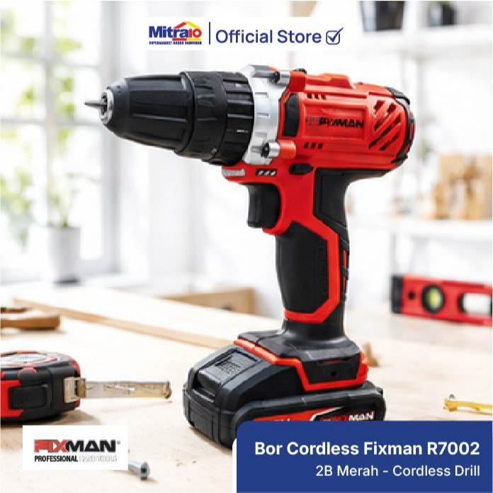 Mesin Bor Baterai Cordless Fixman R7002-2B Merah - Cordless Drill