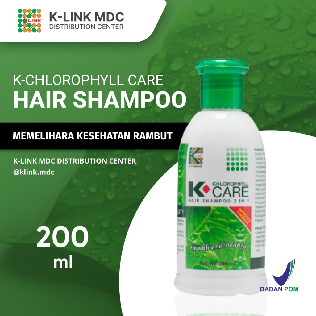 K-CARE Chlorophyll Care Hair Shampoo 2 in 1 Sampo Klorofil 200 ml Mencegah Kerontokan Menyegarkan Ku