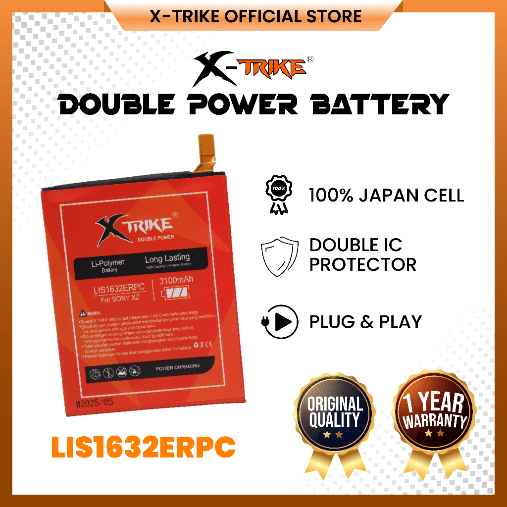 XTRIKE Baterai Sony Xperia XZ - XZs F8331 F8332 LIS1632ERPC Double Power