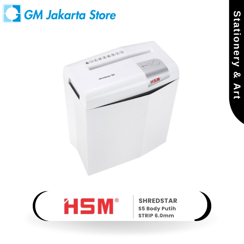 HSM Penghancur Kertas SHREDSTAR S5 Body Putih STRIP 6.0mm