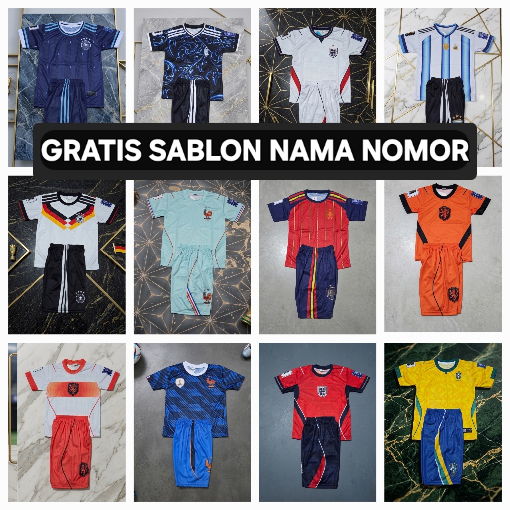 COD GRATIS SABLON NAMA NOMOR BAJU ARGENTINA JERSEY SPANYOL BAJU BRAZIL JERSEY BELANDA HOME AWAY JERS