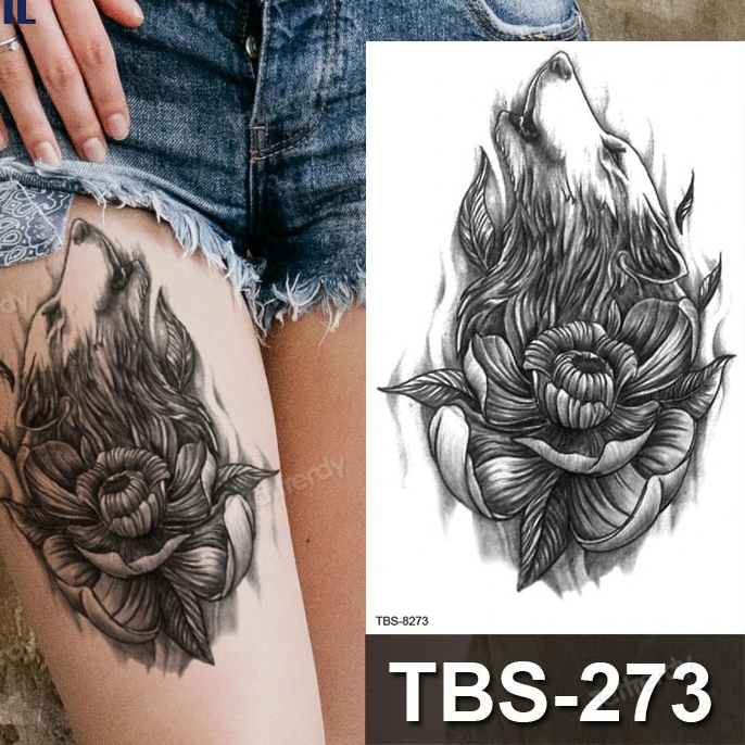 Tato Temporer Motif TBS 8273 SRIGALA MAWAR BW | Tatto Temporary tahan 2-4 hari size 19x12 cm