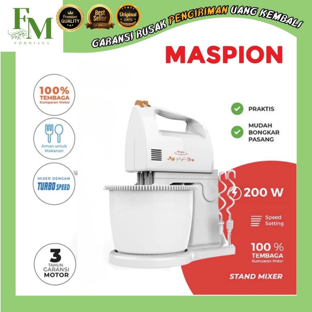 Maspion Mixer Duduk MT1140 Stand Mixer Multifungsi Untuk Adonan Kue Roti ORI BERGARANSI - FM