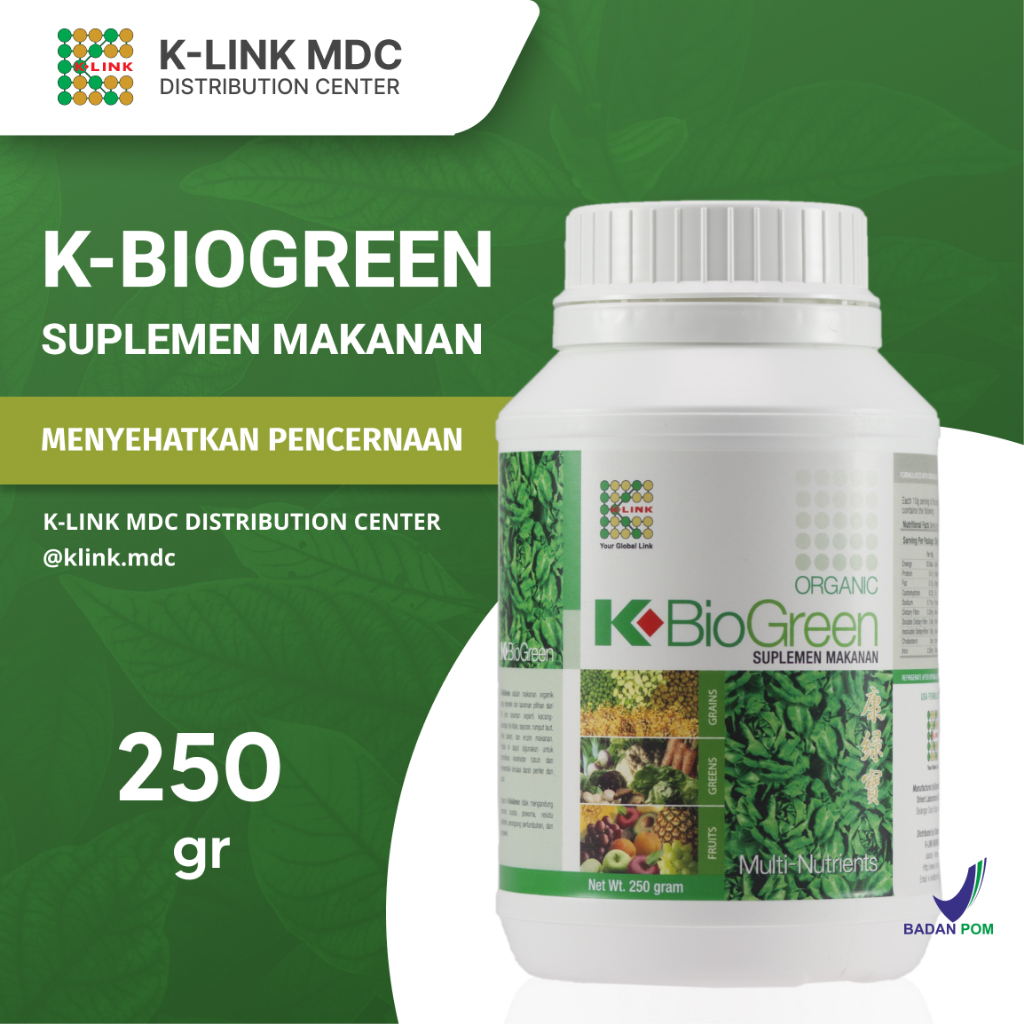 Organic K-BioGreen Multi-Nutriens 250 gr Bio Green Diet Alami Original K Link Indonesia Official Sho