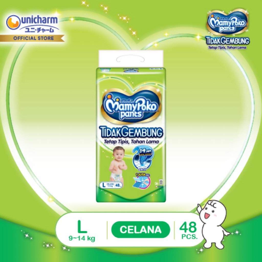MamyPoko Pants Tidak Gembung - L 48 - Popok Celana
