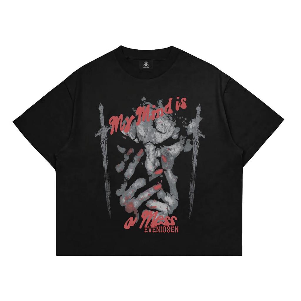 Kaos Boxy Fit Oversize Pria Dan Wanita The Earth Black Style Kalcer Kekinian Sablon Timbul Cotton 20