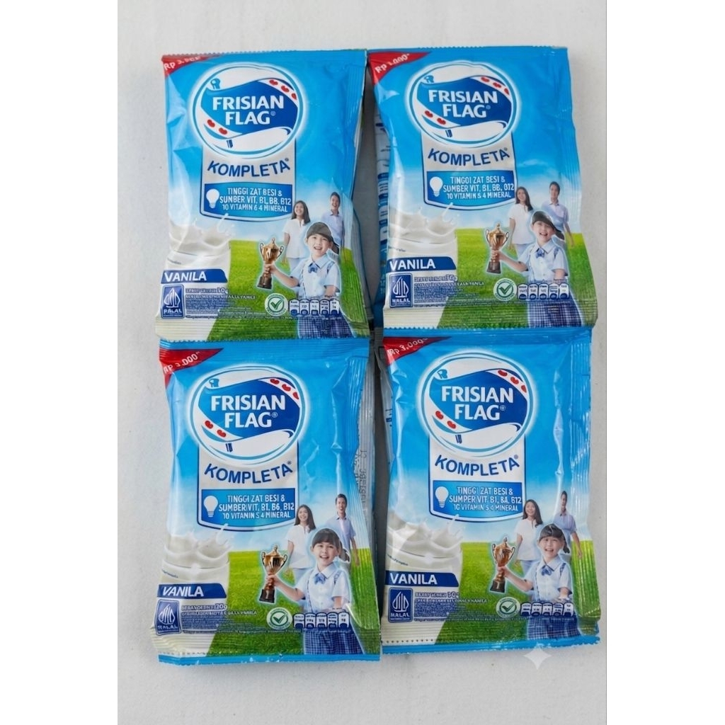 Frisian Flag Kompleta Sachet / Susu Bubuk Frisian Flag Kompleta Vanilla / 1 Renceng isi 10 sachet