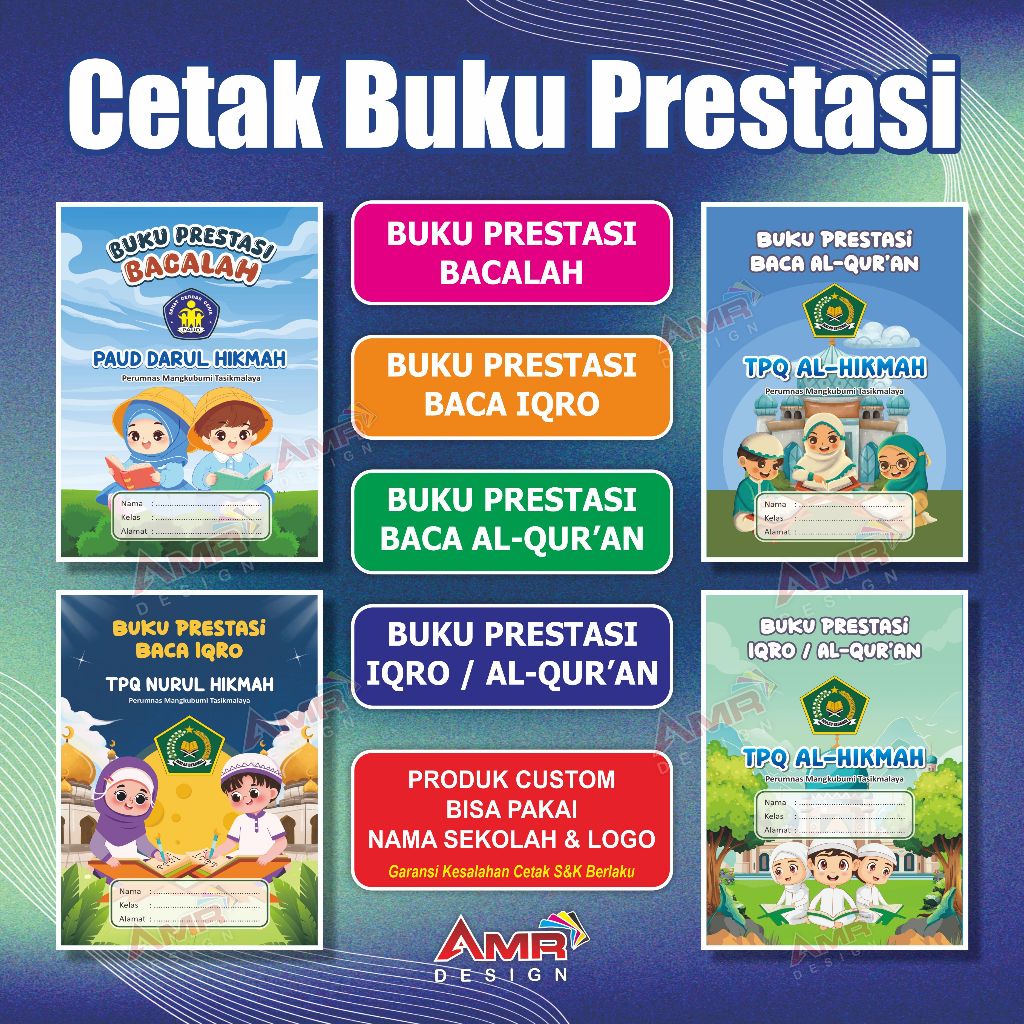 Buku Prestasi Custom, Buku Prestasi Bacalah, Buku Prestasi Iqro, Buku Prestasi Al-Qur'an, Bu Prestas