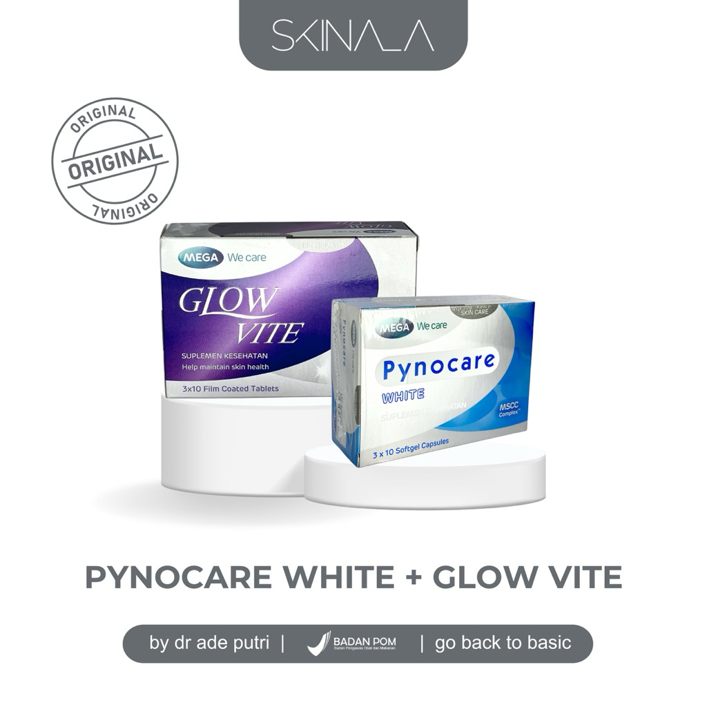 BUNDLING PYNOCARE WHITE + GLOW VITE GLUTATHIONE PYCNOGENOL VITAMIN C SUPLEMEN KULIT CERAH BPOM ORIGI