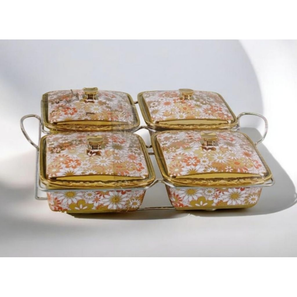 PRASMANAN PORCELAIN BESAR SET FIORI FR-5030 / 4pcs SQUARE CASSEROLE