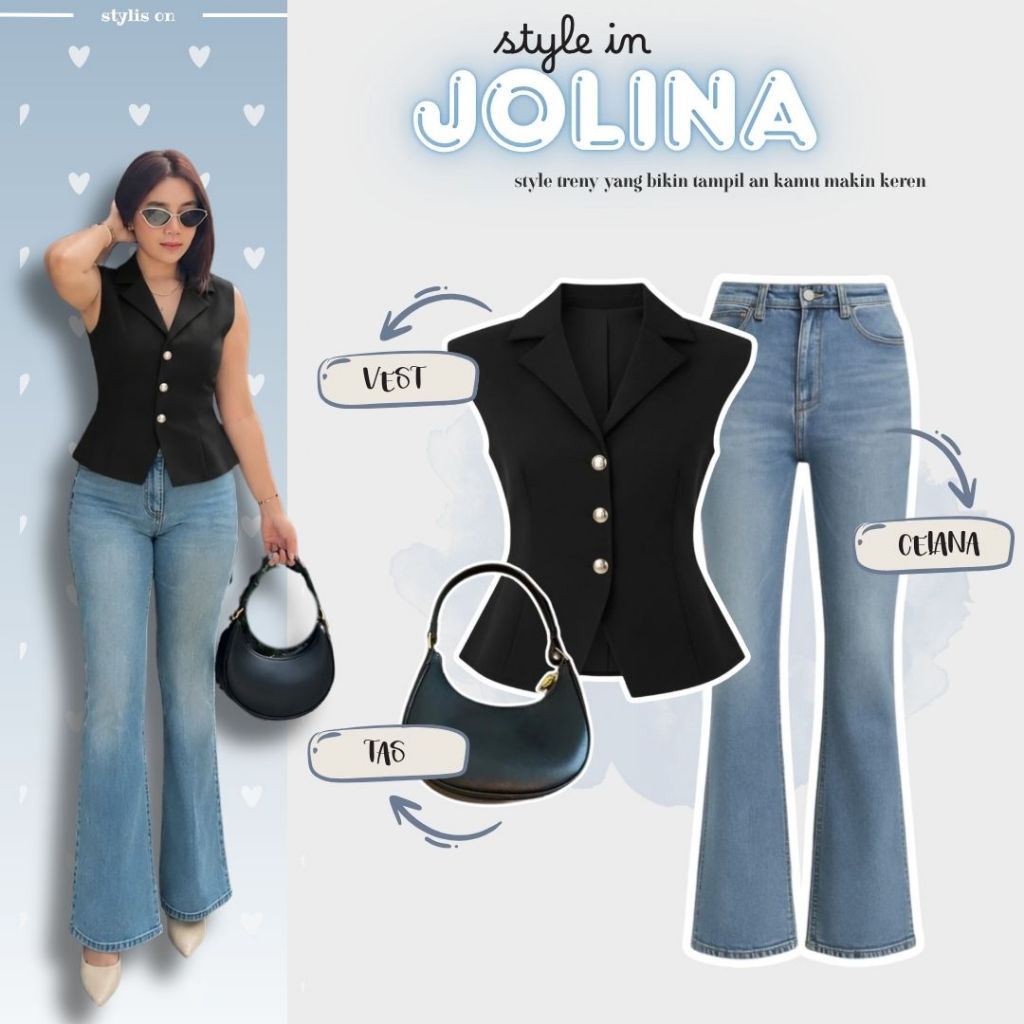 One Set 3in1 Set Outfit Kondangan Outer Arwen Ceruty (Outer,Inner,Tas) Fashion Tren Remaja Premium